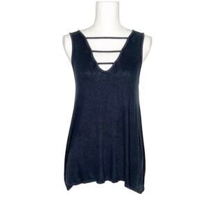 American Eagle Navy Ribbed Caged Tank Top Small